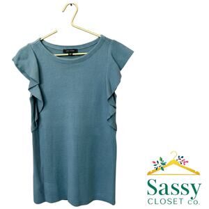 Ann Taylor Flutter Sleeve Sweater Teal Blue‑Green Women’s M EUC